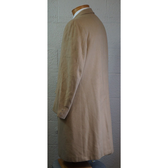 Tan overcoat 100 % Dhalishan Cashmere Over Coat Made USA - Picture 5 of 9